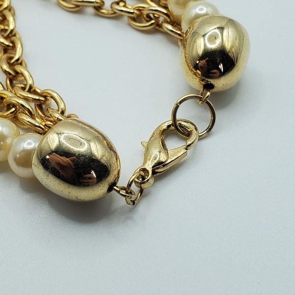 Cobalt Blue and Cream Beaded Necklace Multi Strand Womens Jewelry Elegant - Picture 7 of 9